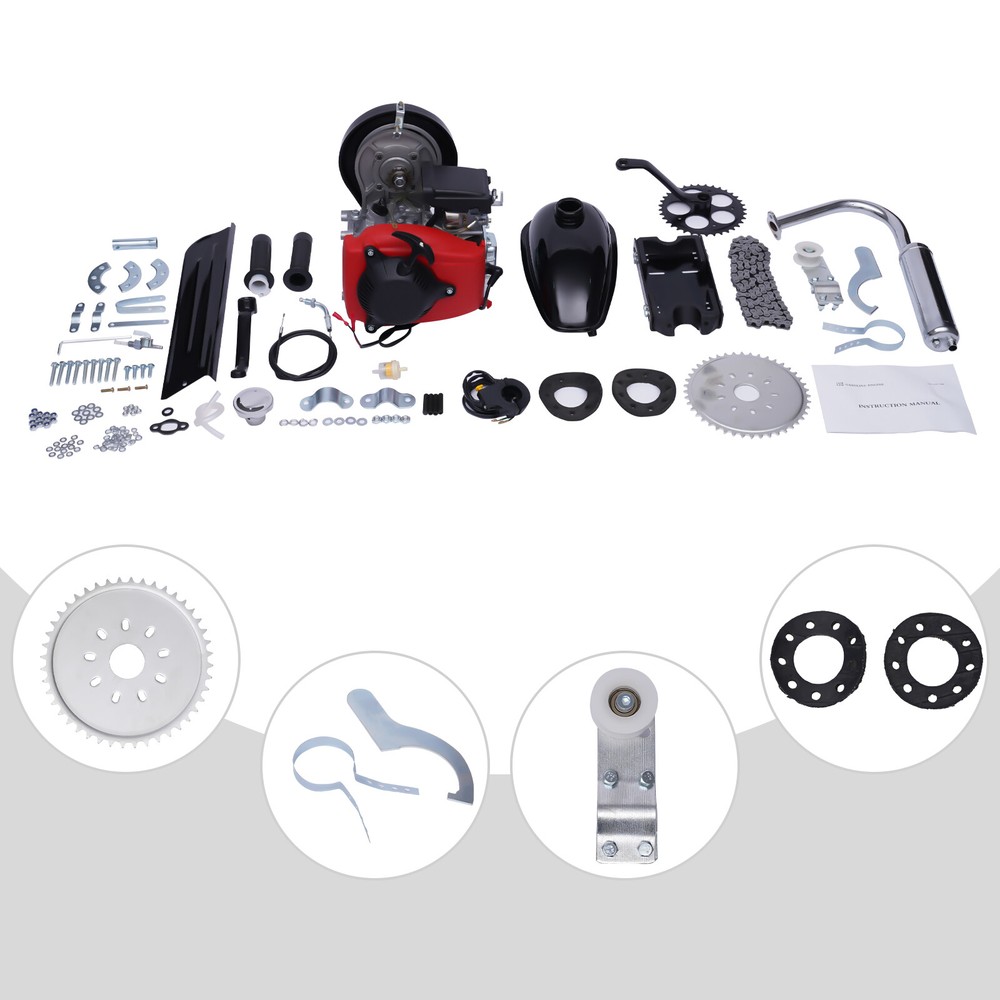 Bike Engine Motor Kit 4-Stroke 49CC Gas Petrol Motorized Bicycle Scooter Belt