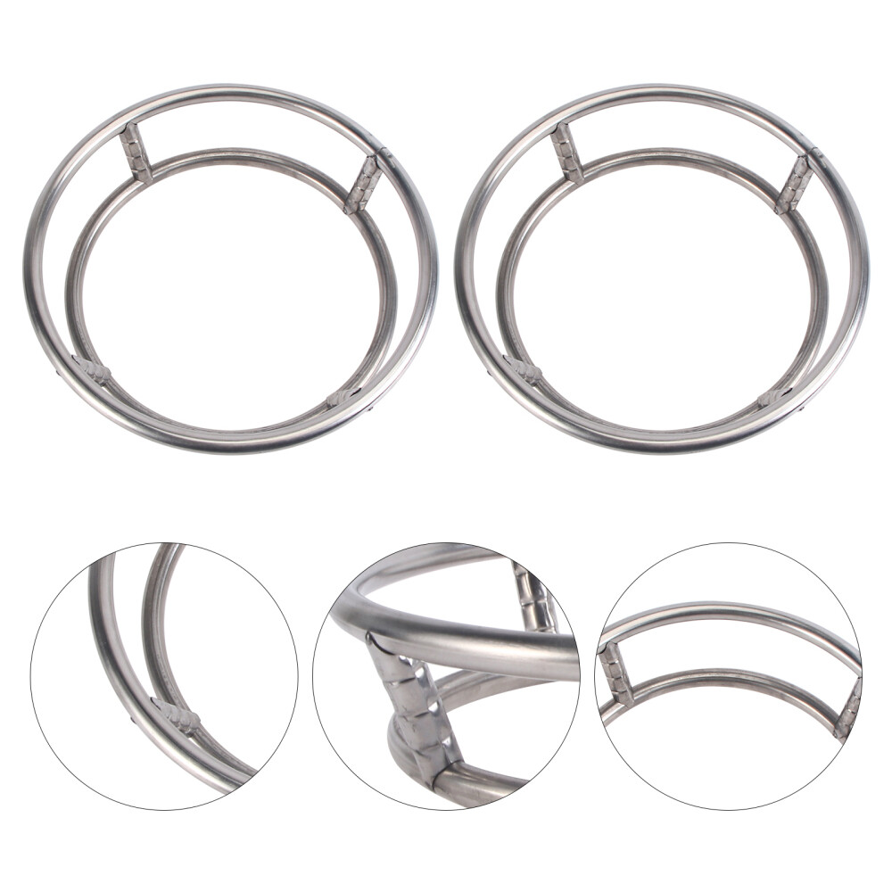 2 Pcs Steel Wok Ring Metal Steamer Burner Stand Rack Frying Pan