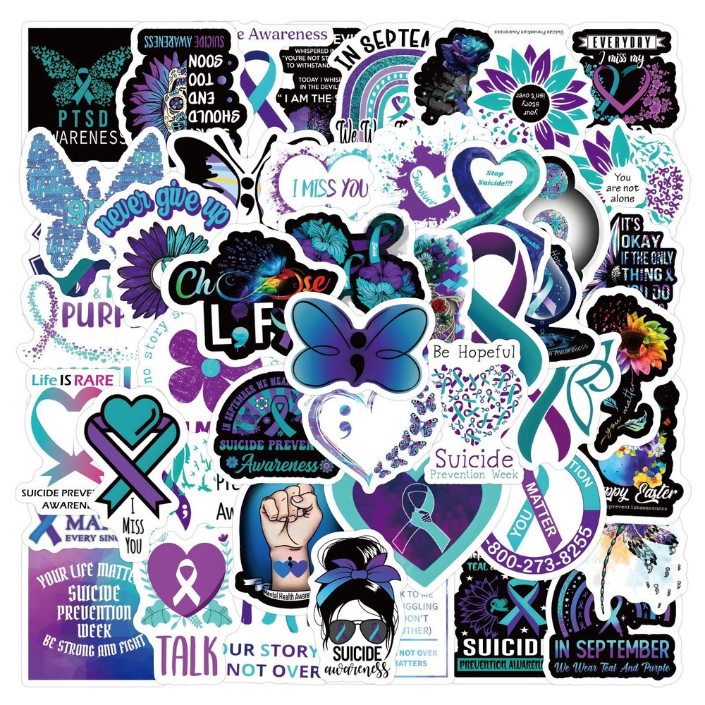 120Pcs Suicide Awareness Stickers for Phone Case water bottles laptop Waterproof