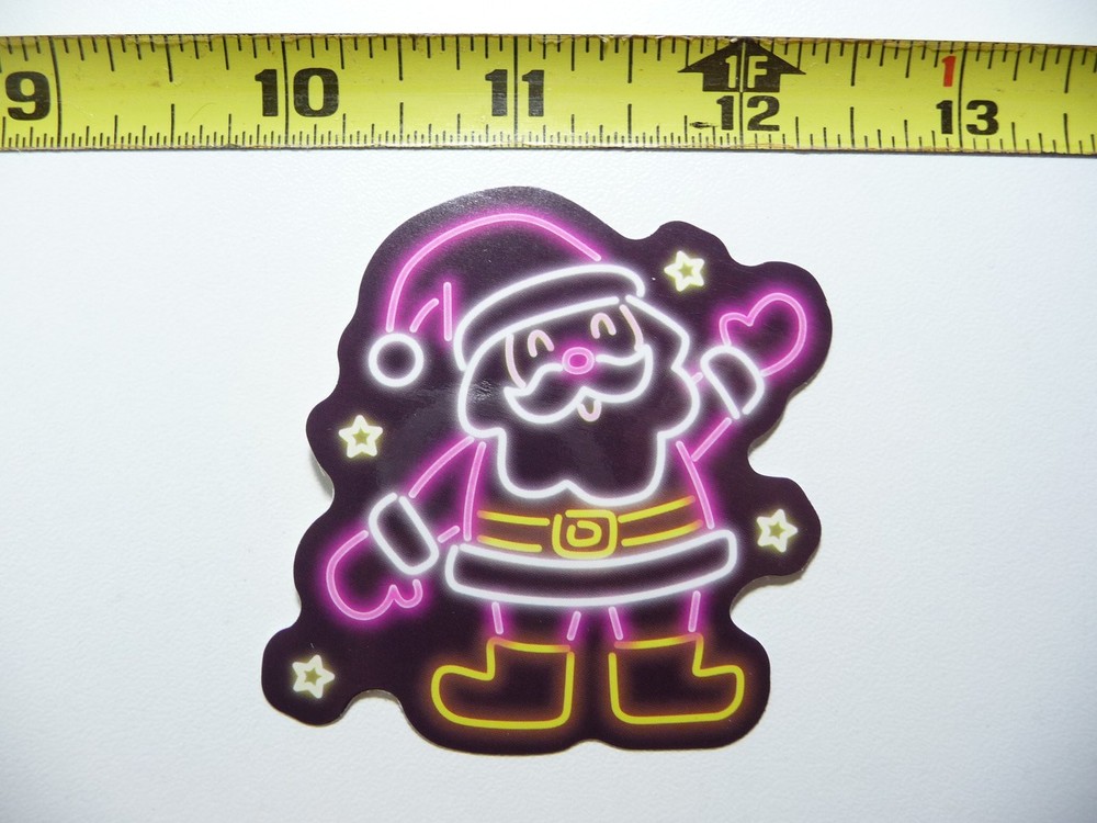 Colorful Neon Santa Claus Decal Sticker for Laptop Christmas Decoration