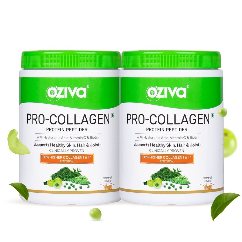 OZiva Pro-Collagen Protein Peptides For Improved Skin,Hair Health 500g pack of 2