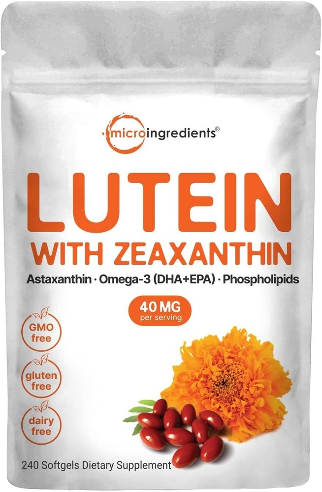 Micro Ingredients Lutein & Zeaxanthin Eye Health Support 40mg Softgels 240 Count