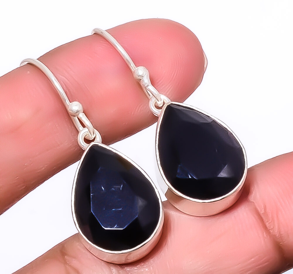 Black Onyx 925 Sterling Silver Handmade Earring 1.37