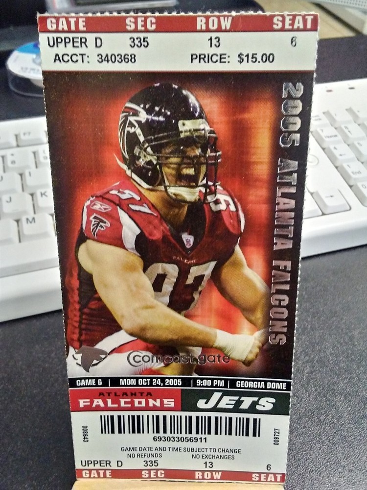 New York Jets vs. Atlanta Falcons October 24, 2005 NFL Game Ticket Stub