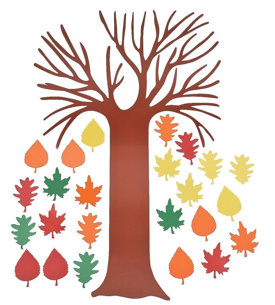 4-Foot Fall Tree of Thanks with Write-On Leaves Wall Decor Kit #133