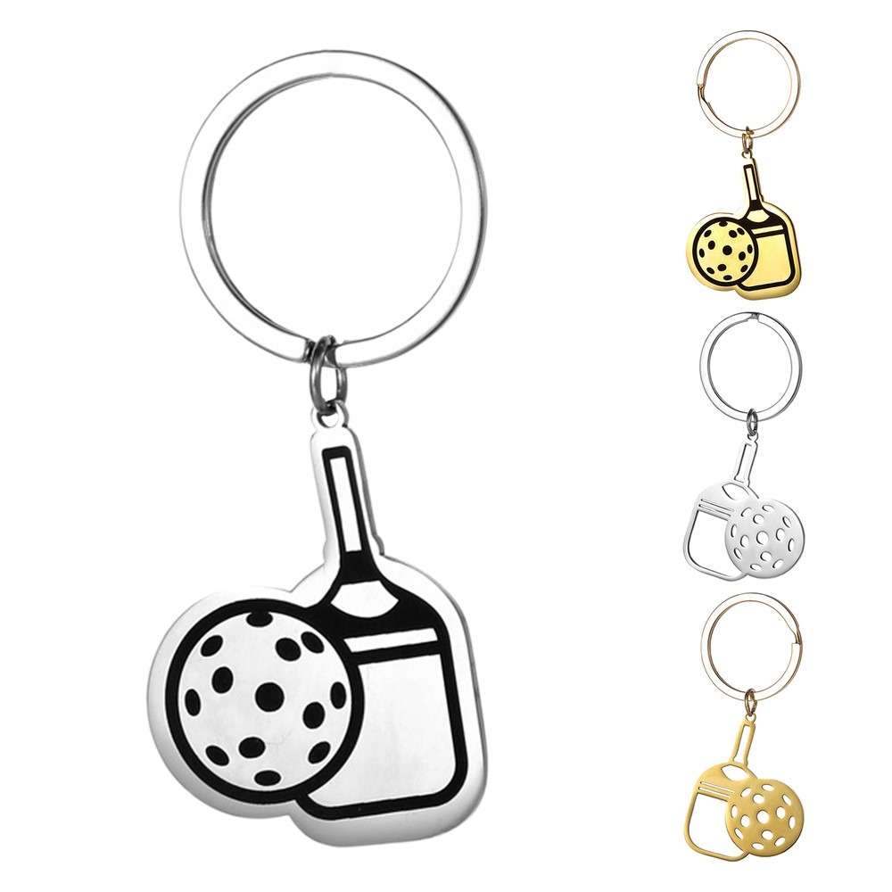 1Pc Pickleball Racket Keychain Bag Pendant Stainless Steel Ordinary Key Tool