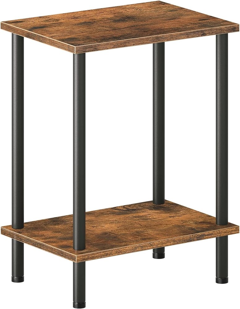 End Table Small Side Nightstand with 2-Layer Storage Shelves Sofa for Spaces