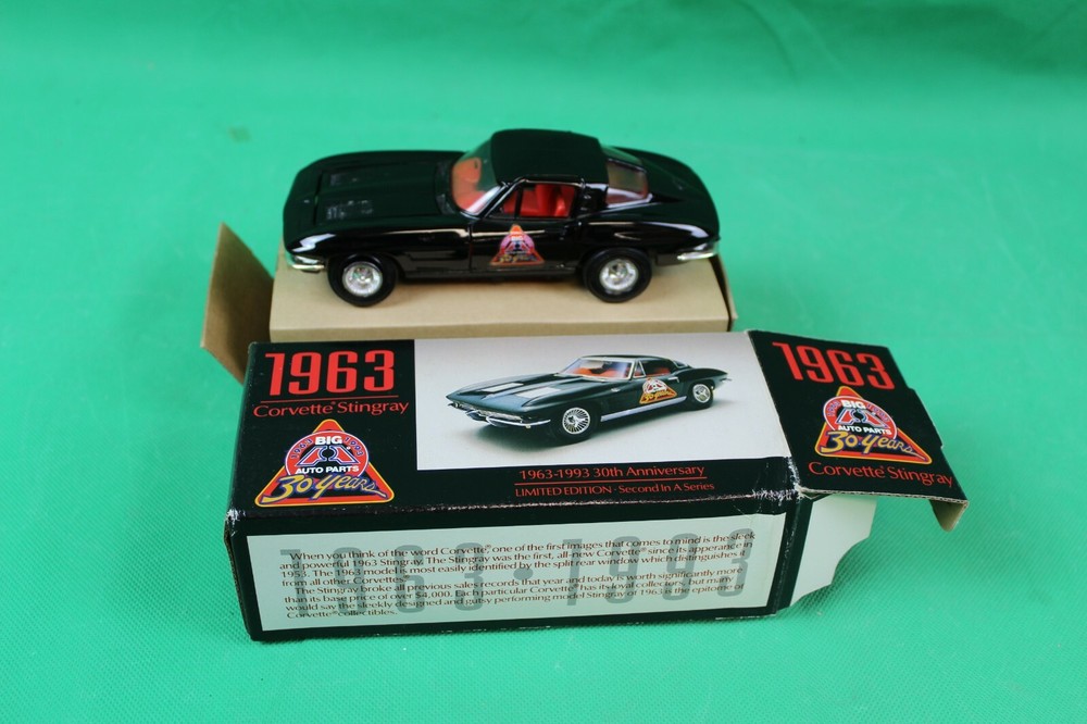 NEW ERTL BIG A AUTO PART 1963 Chevrolet Corvette BLACK DIECAST 1:24 30 YEARS-image