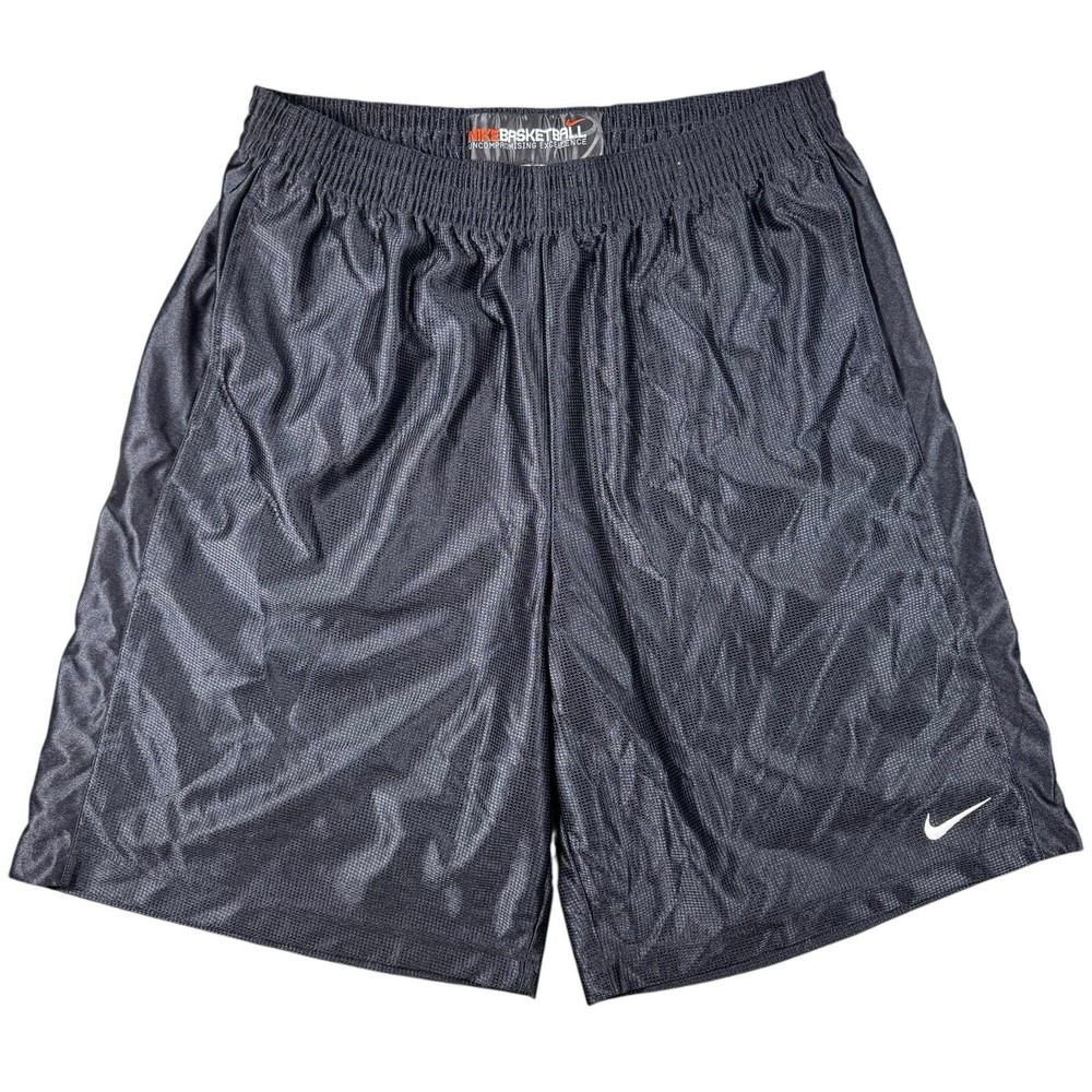 VTG Nike Men’s 2XL Black Dazzle Basketball Shorts Y2K Silver Tag