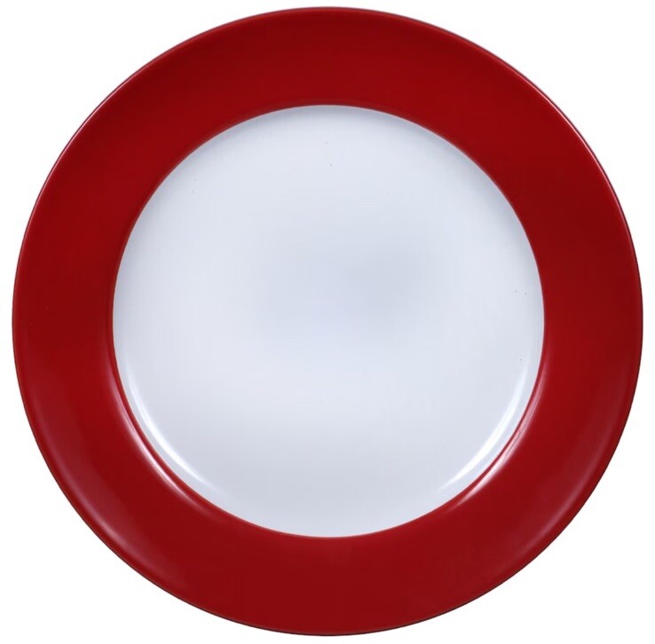 SET Of 4  Royal Norfolk Red and White Stoneware Dinner Plates, 7.5in. Classic