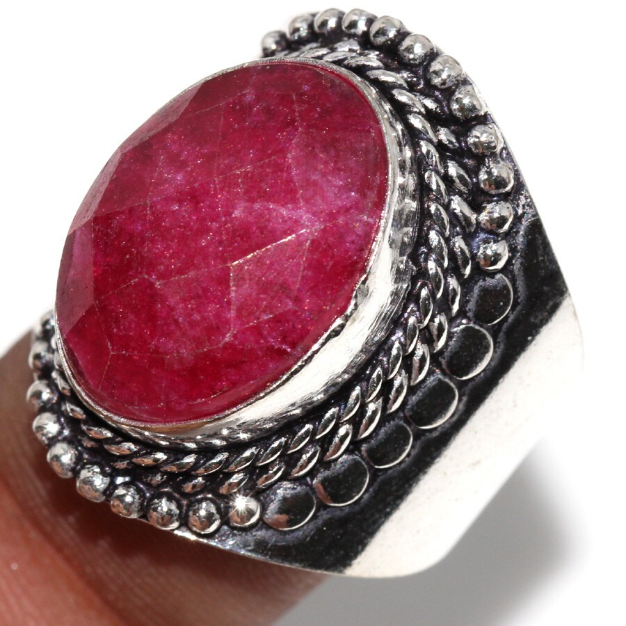 Simulated Ruby 925 Silver Plated Modern Ring US 10 New Design Jewelry Gift