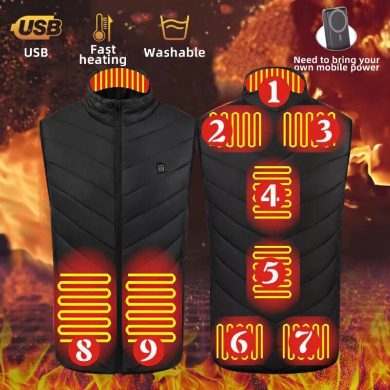 Heating Vest Men's USB Infrared Thermal Jacket Smart Heating Clothes New Winter