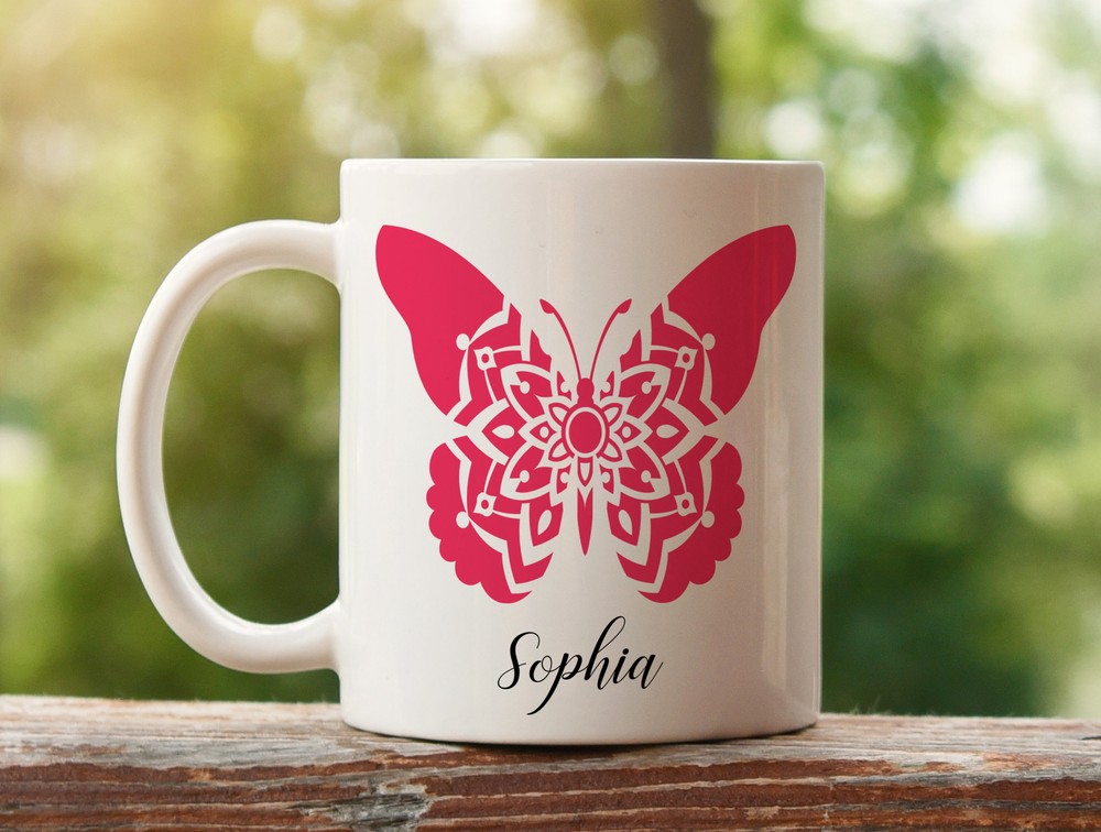 Personalised Butterfly Mug Gift For Her Girls Butterfly Cup Ladies Mug Butterfly