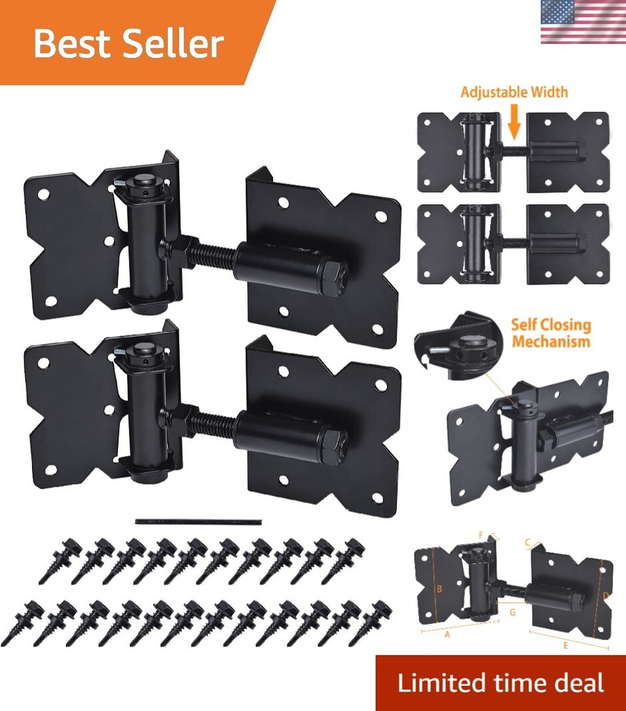 Self Closing Gate Hardware Hinges Heavy Duty for Wooden/Vinyl/PVC Fences,90 D...