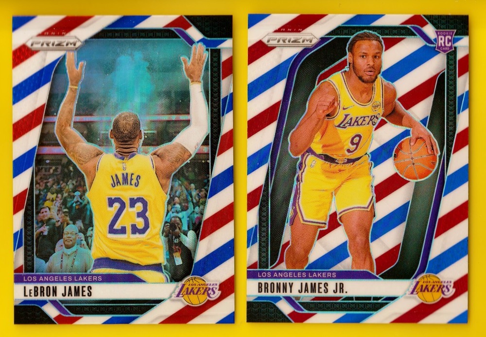2024-25 Prizm 280 Bronny James RC & 130 LeBron Red White Blue Father Son Card Lot