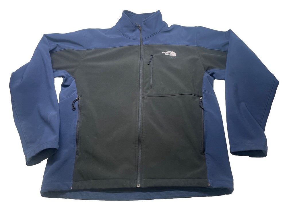 The North Face Mens Large Blue Black Full Zip Mock Neck Soft Shell Jacket