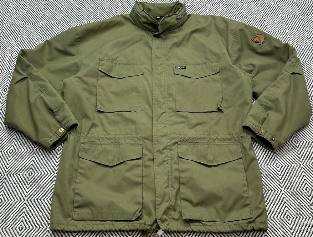 FJALLRAVEN VINTAGE GORE-TEX JACKET MENS GREEN FIELD COAT HIKING HUNTING SIZE L