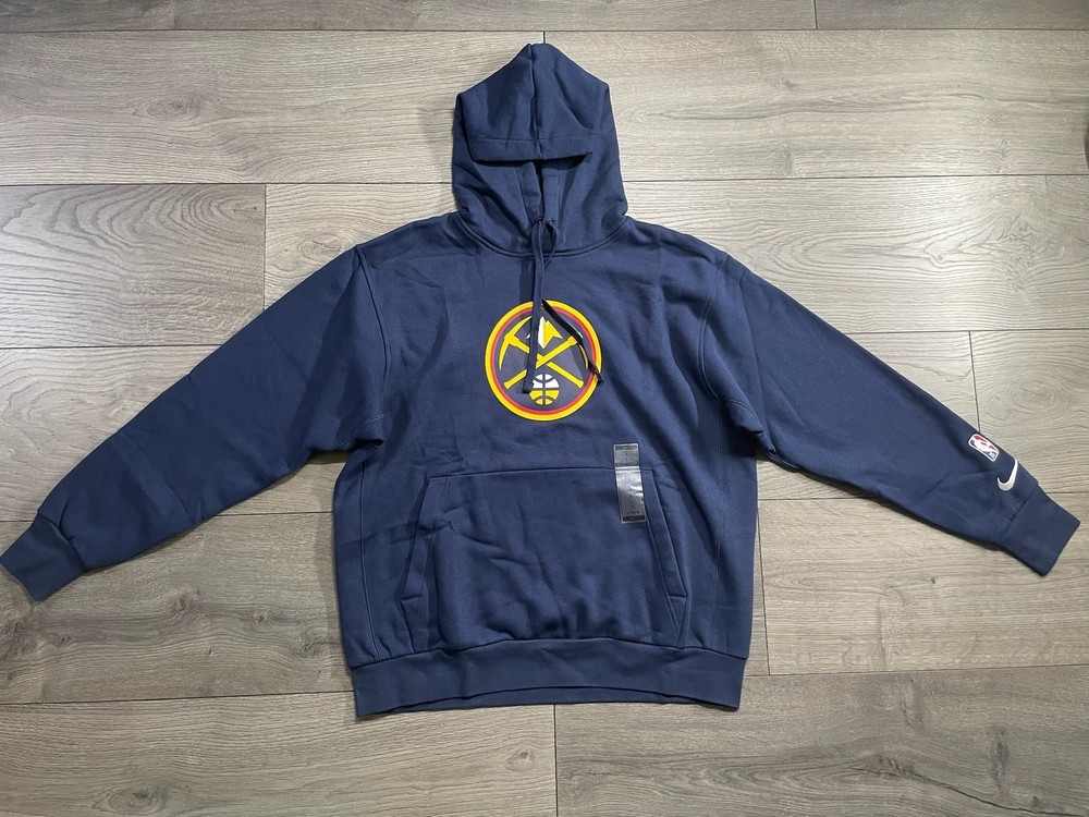 Nike Denver Nuggets Essential Dark Blue Fleece Pullover Hoodie Men’s Size Large
