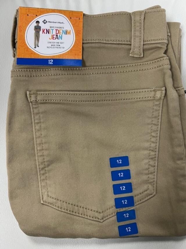 Members Mark Boys Size 12 Knit Denim Jean in Khaki Tan New With Tags-image