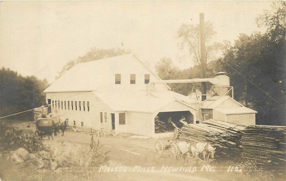 c-1910 Newfield Maine Moore's Lumber Mill occupation Postcard RPPC 25-683