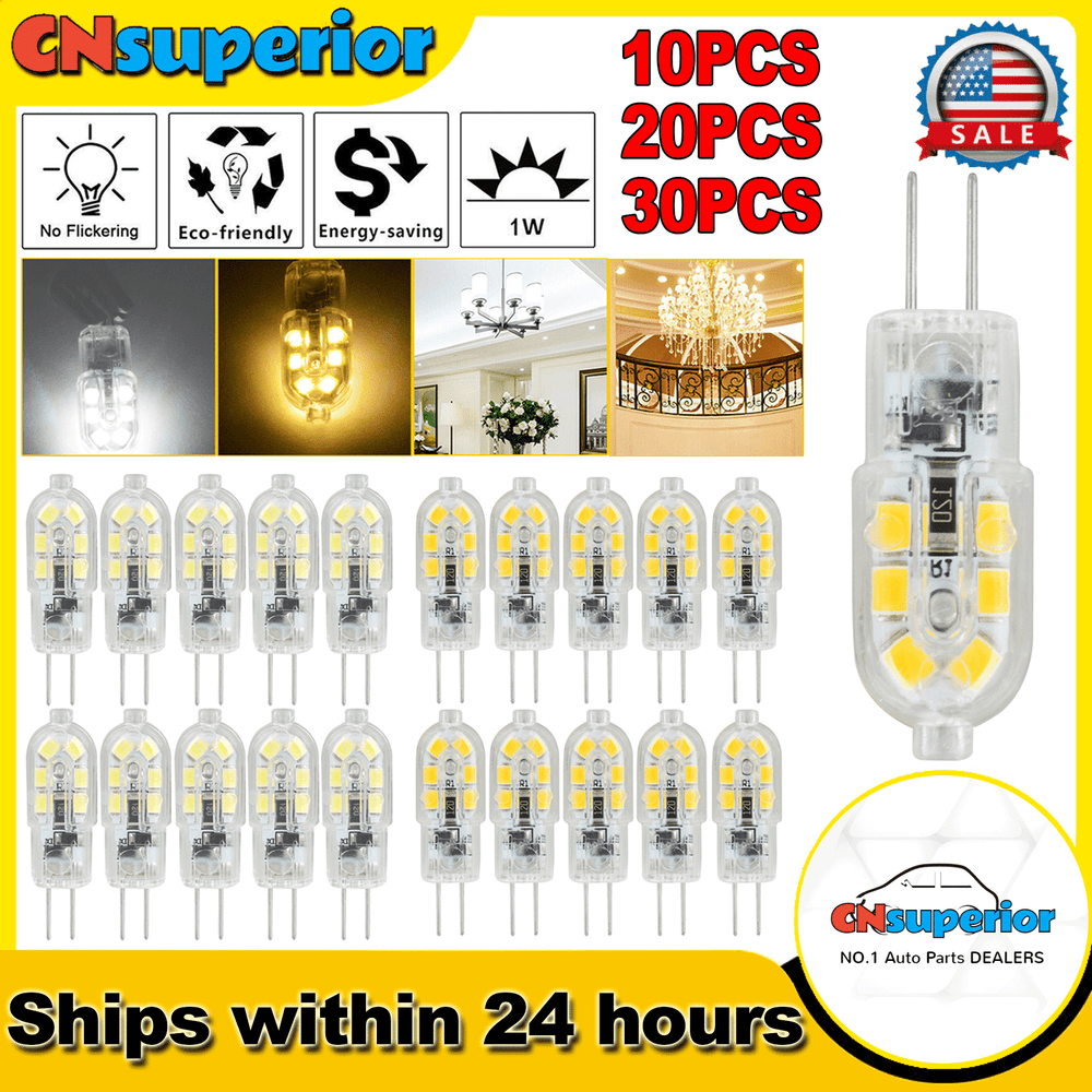 30Pack G4 20W 2835 SMD Bi-pin 12 LED Lamp Light Bulb DC12V 6000K White / Warm US
