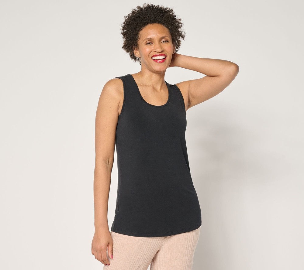 Soul Women's Top Plus Sz 1X Soothing Jersey Tank with Support Black A686742