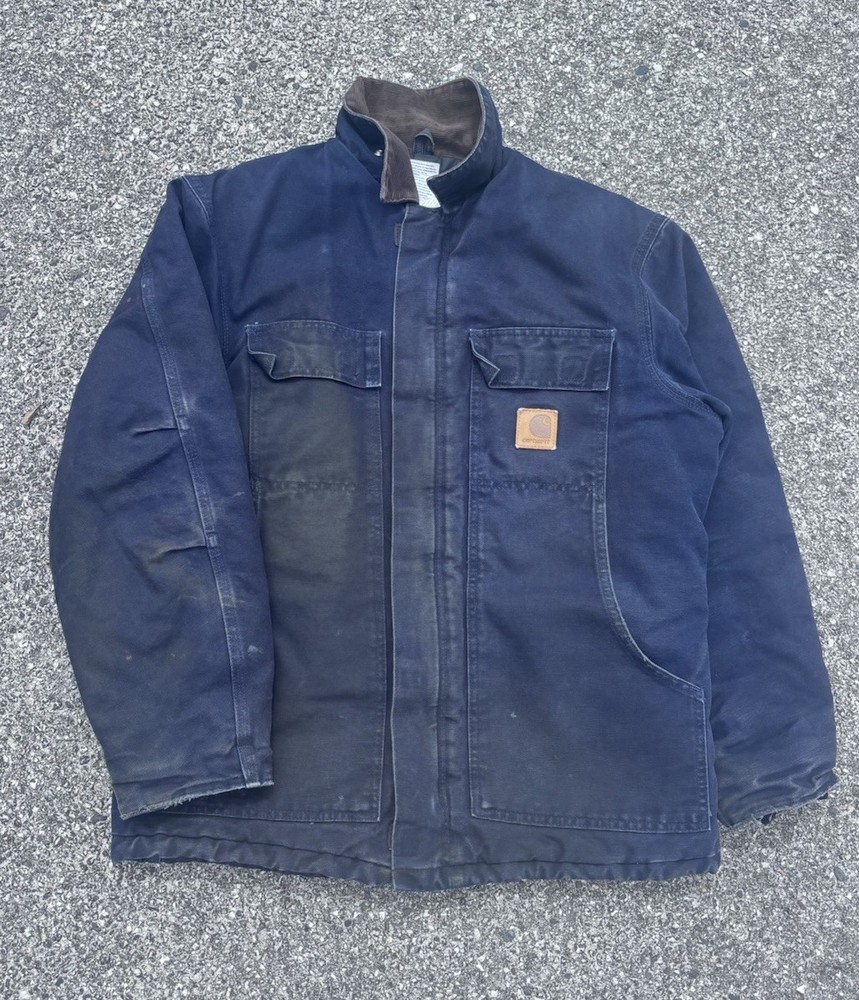 Carhartt Arctic Quilt-Lined Canvas Jacket in Navy Blue Size Medium Regular