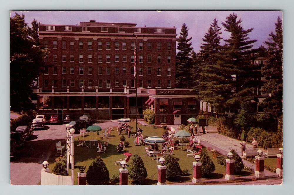 Lake Placid NY-New York, St. Moritz Hotel, Classic Cars Vintage Postcard