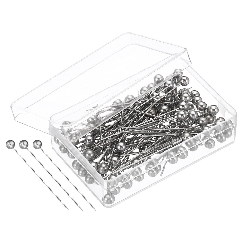 100Pcs Silver Pearlized Ball Head Quilting Pins Straight Needles for Sewing
