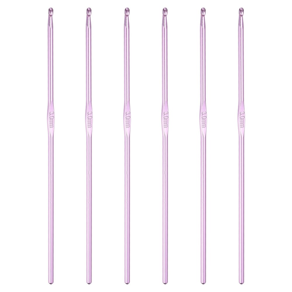 6Pcs 3mm Aluminum Crochet Hooks Size Purple for Knitting and Crafting