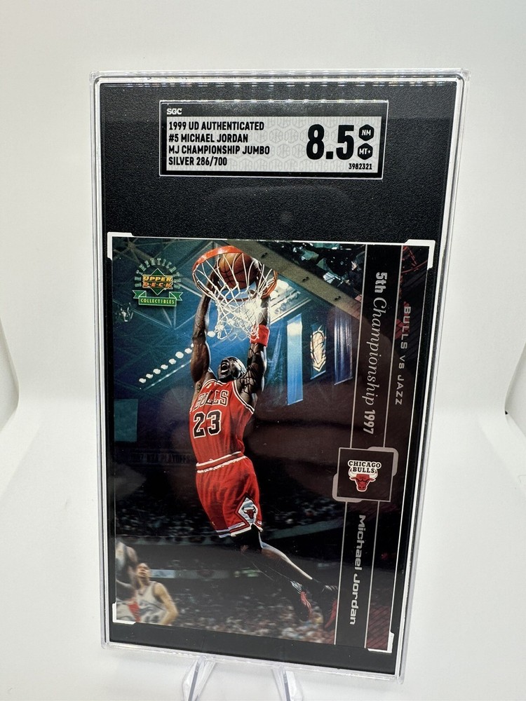 1999 michael jordan #5 MJ Championship Jumbo Silver 286/700 SGC 8.5 Mint