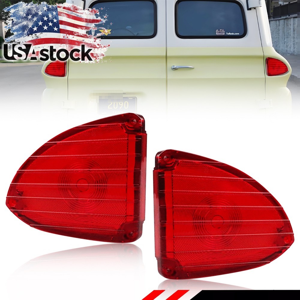2PCS Red Rear Tail Light Lenses For 1960-1966 Chevy & GMC Panel Truck Suburbans