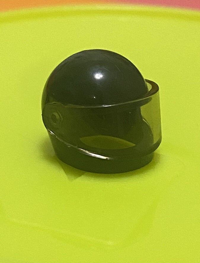LEGO Minifigure Black Motorcycle Helmet w Visor Detachable Hat Face Shield A-1