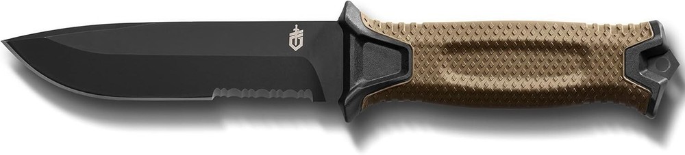 Gerber Gear StrongArm Fixed Blade Tactical Survival Knife - Brown Serrated Edge