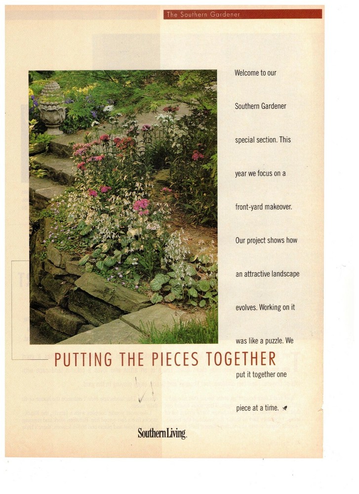 Southern Living Gardener Putting Pieces Together Vintage 1993 Print Ad