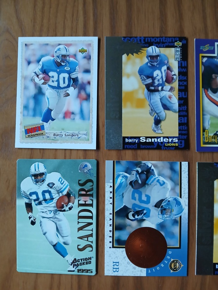 Lot of 6 - BARRY SANDERS NFL Football Cards w/ INSERTS - DETROIT LIONS HOF