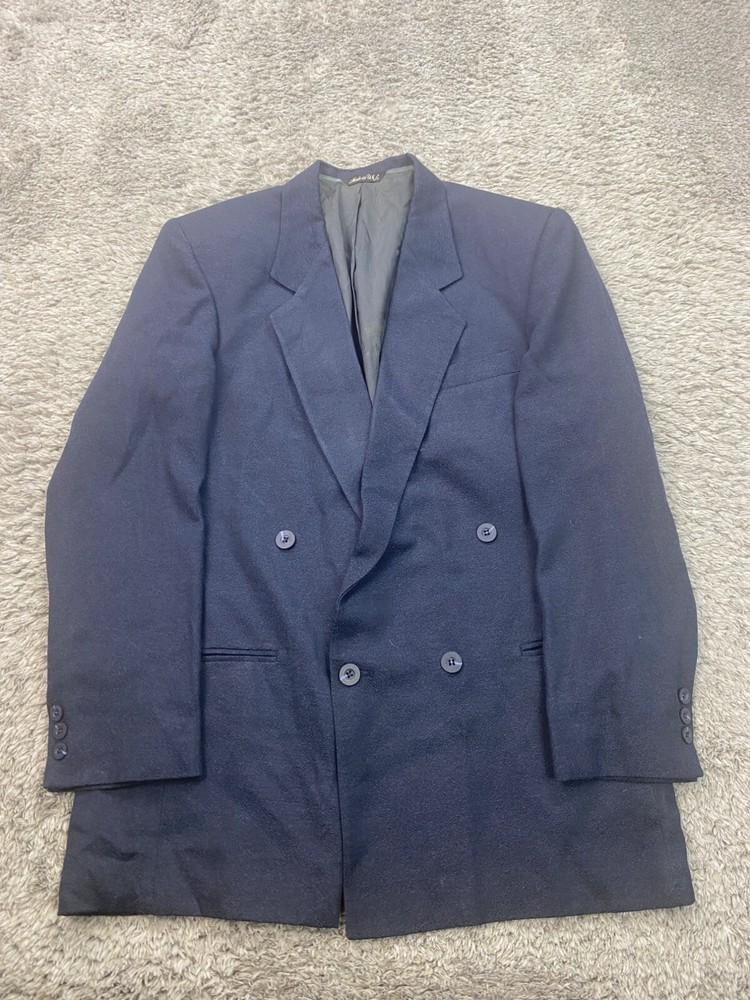 Levis Blazer Mens 40R Black Wool Double Breasted Military Sports Coat Vtg USA