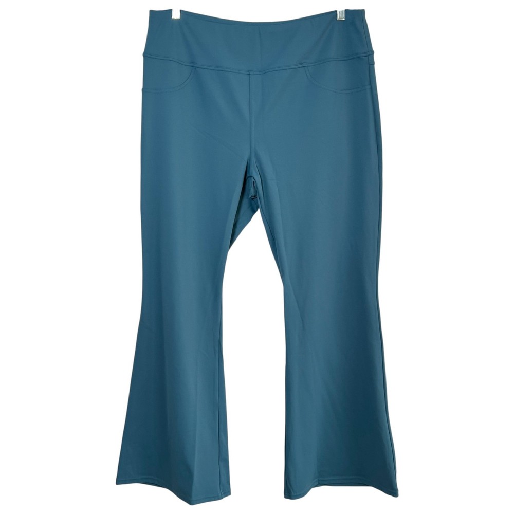 Halara High Waisted Pocket Flare Yoga Leggings Teal Size 2X Athletic Office NWT