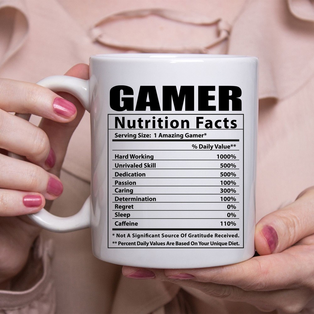 Funny Gamer Nutritional Facts White Mug