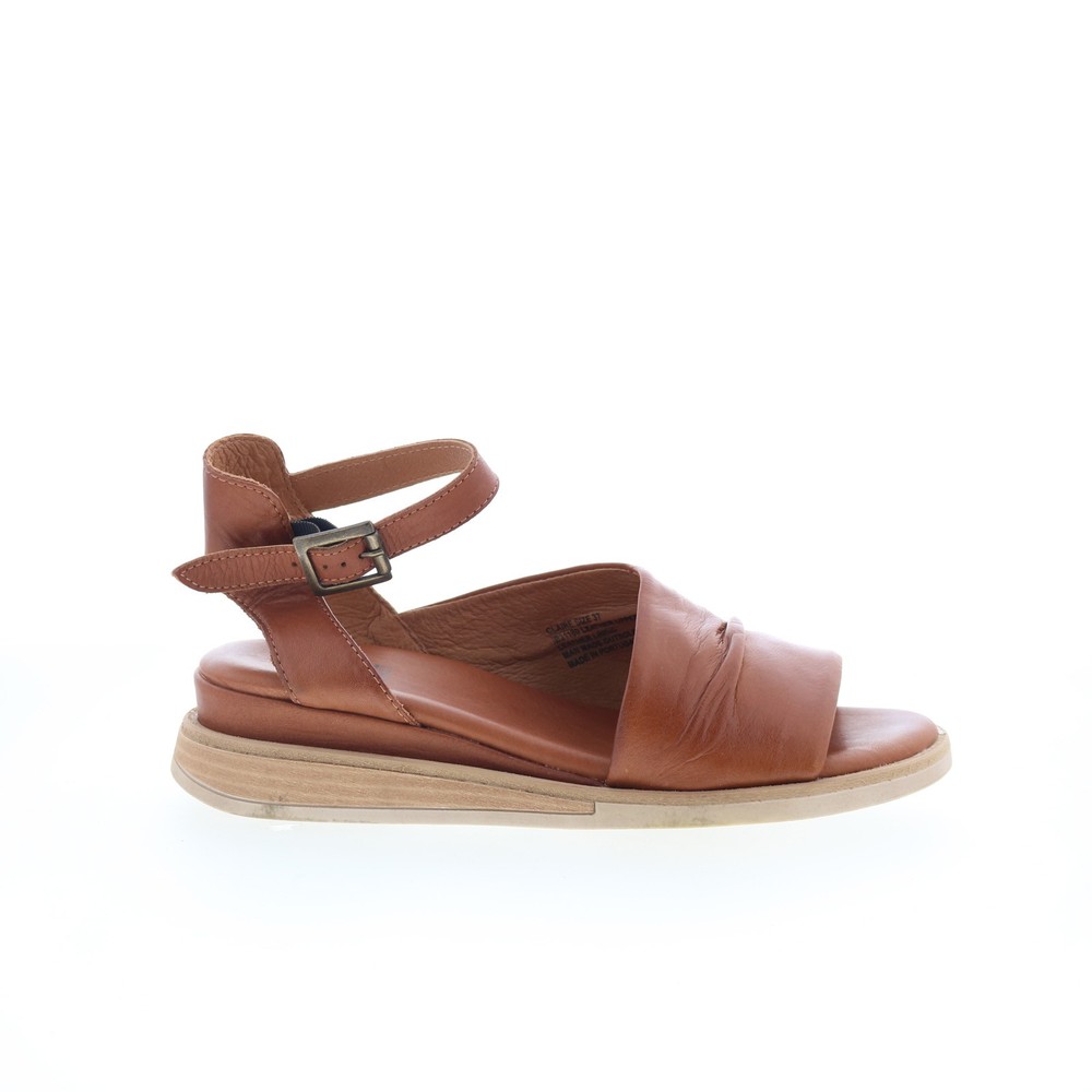 Miz Mooz Claire Womens Brown Leather Hook & Loop Slingback Sandals Shoes 37