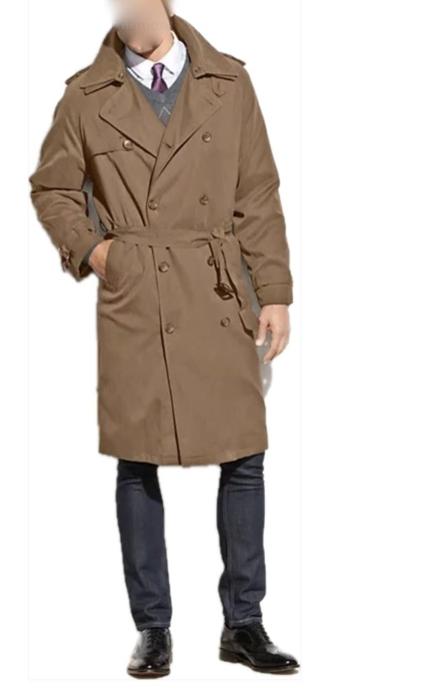London Fog Men Classic Fit Iconic Belted Trench Raincoat Size 44 S New $450 Model L90135