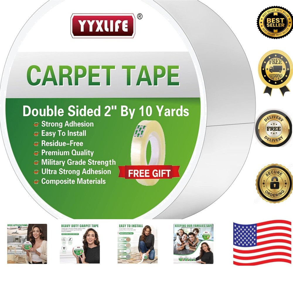 Secure Grip Carpet Adhesive Tape - Reliable Stability for Hardwood Floors
