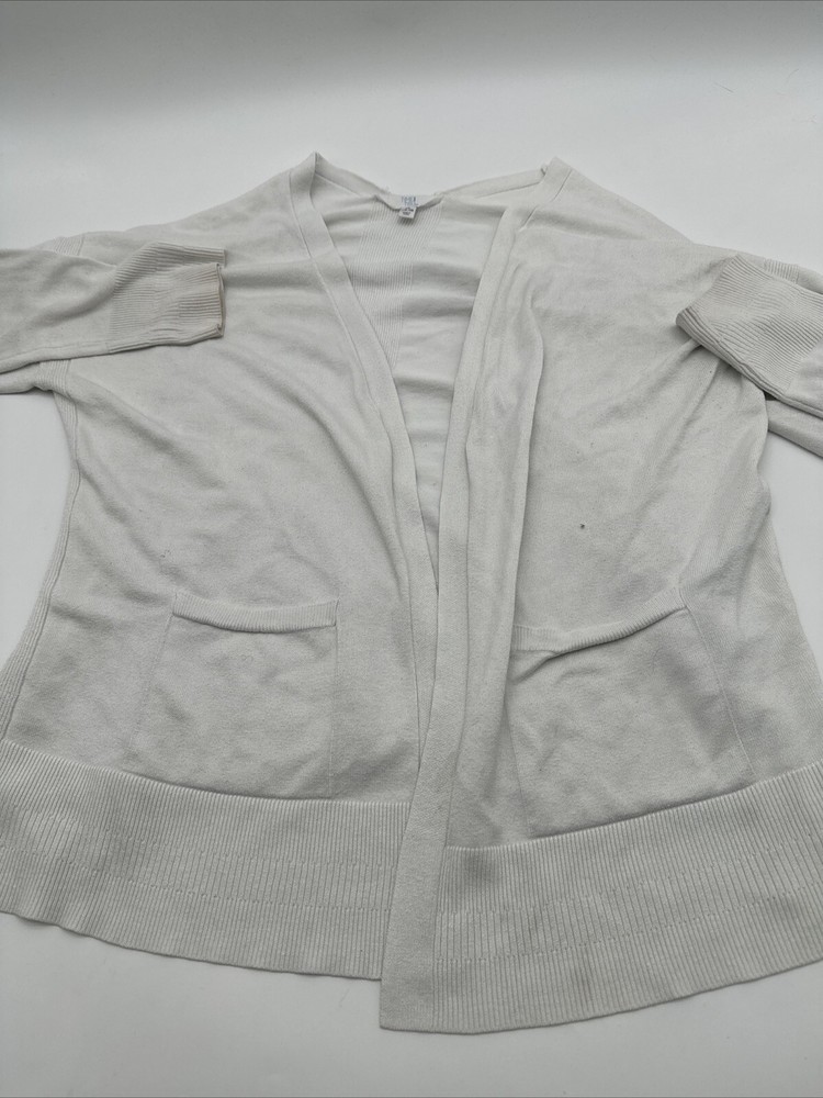 Time and Tru Women's XL White Solid Open Front Cardigan