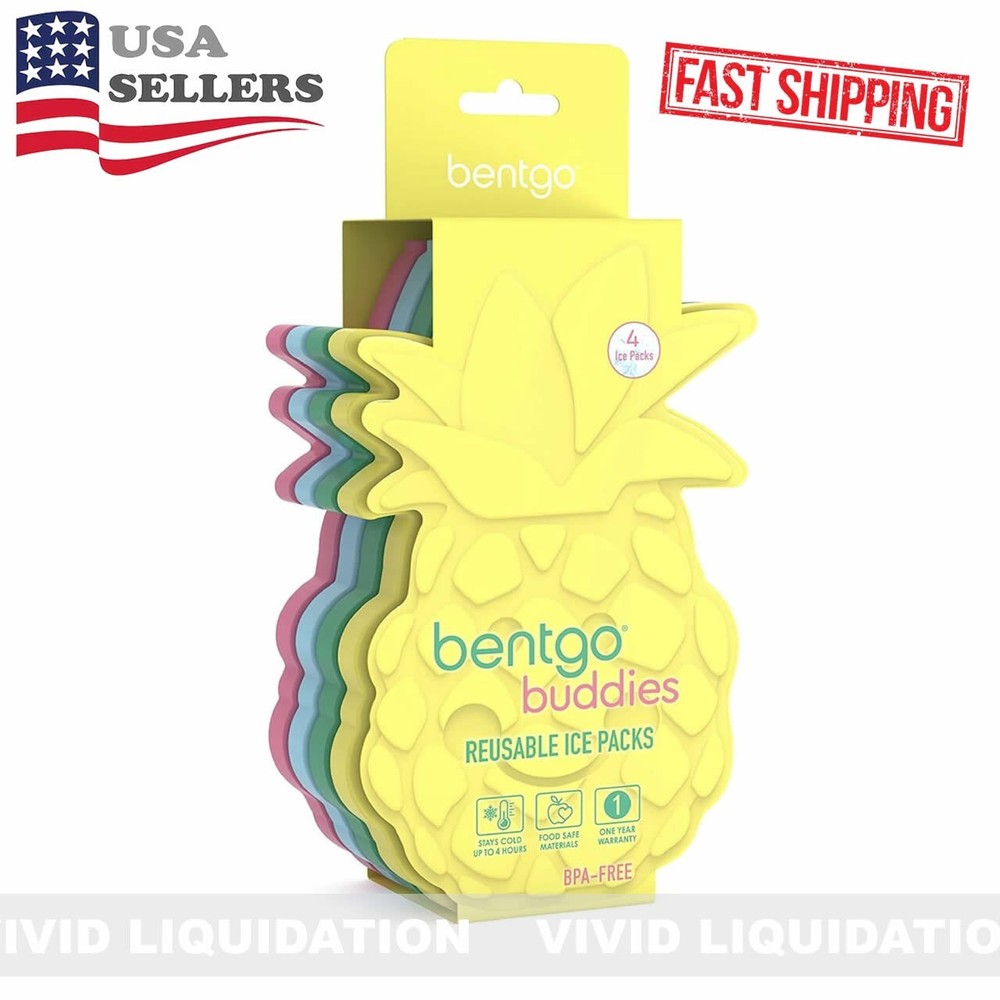 Multicolored 4-Pack Bentgo Buddies Reusable Ice Packs - Slim for Lunch Boxes