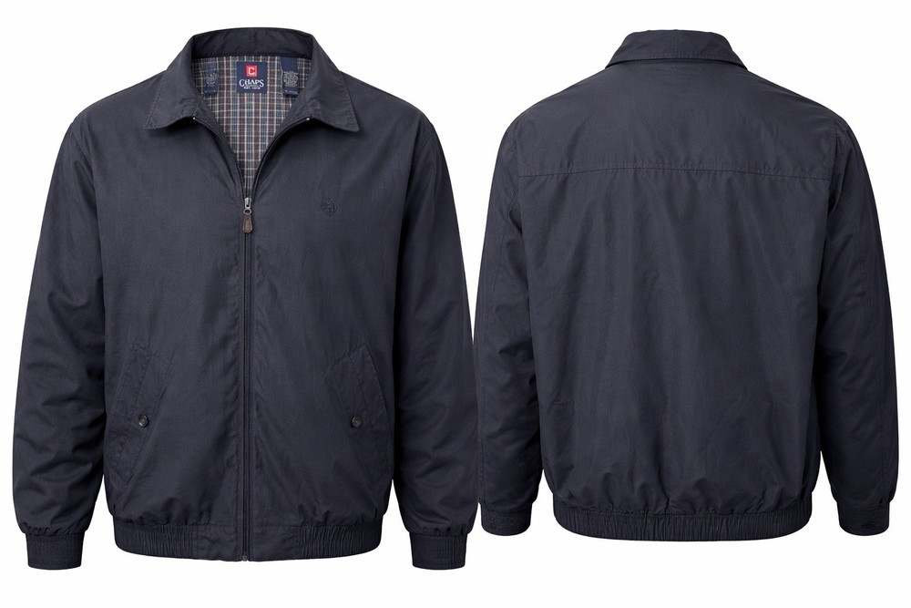 Chaps Ralph Lauren Mens XL Navy Zip Jacket Plaid Lined Windbreaker Coat