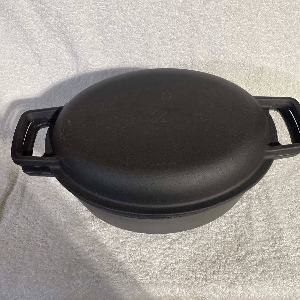 New Geoffrey Zakarian 6 Qt 2 In 1 Cast Iron Non-Stick Oval Dutch Oven &baker Lid