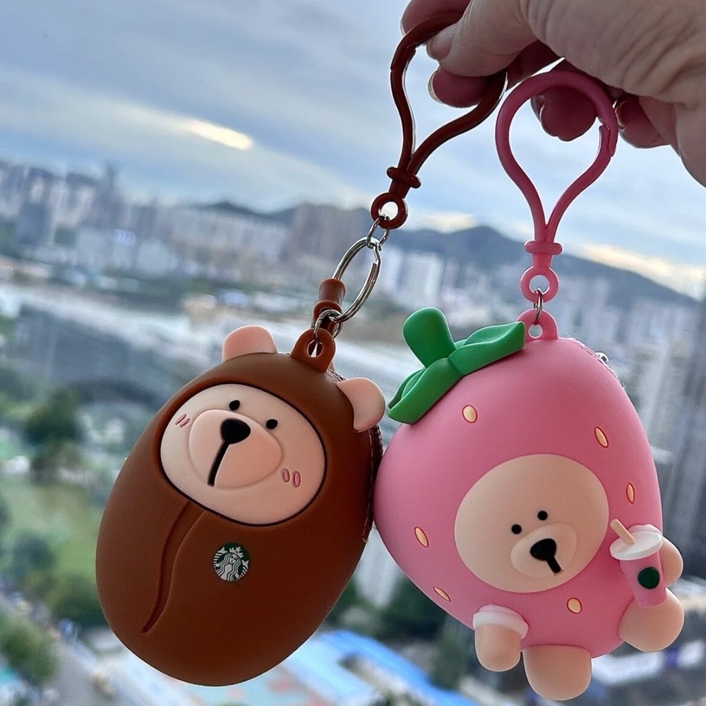 2023 China Starbucks Summer Mini Bear Keychain Earphone Pouch