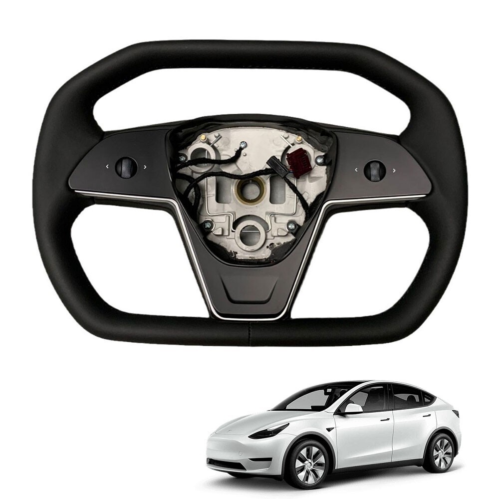 Black Cyber Style Steering Wheel Fits for Tesla Model Y /3 2017-2024