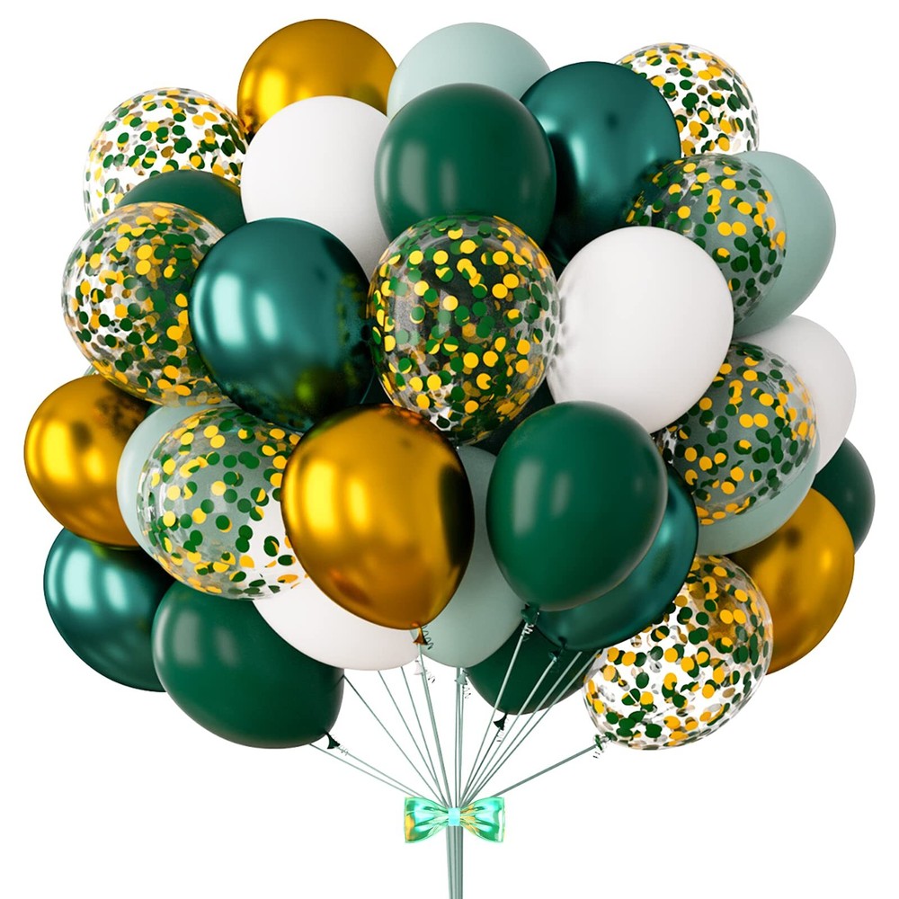 BBeipulas 83Pack Green and Gold Balloons 12 Inch Emerald Green Balloons and M...