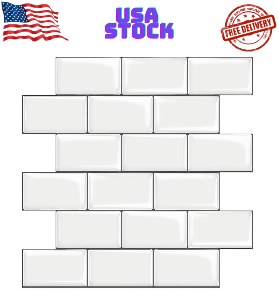 10-Sheet White Subway Peel & Stick Backsplash for Kitchen